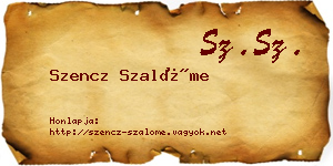 Szencz Szalóme névjegykártya